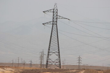 Power Electric Pole with Wires