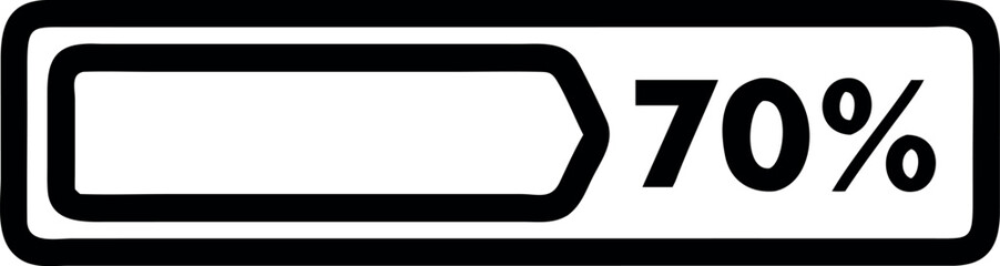 Bold Black 70% Progress Bar Graphic;  Modern, Minimalist Design;  Clean, Simple, and Efficient Style; Ideal for Website or App Interface.