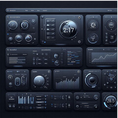 Fototapeta premium Infographic UI Dashboard – Dark Vector Concept