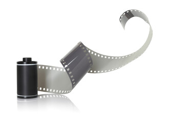 Roll of photographic film isolated on white
