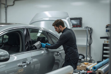 Tinting of car windows.Window film for car