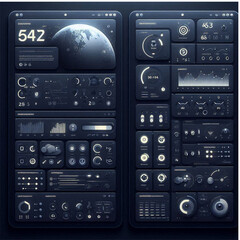Fototapeta premium Dark Analytics Dashboard – Editable Vector Layout