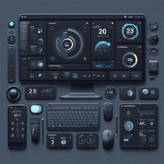 Obraz premium Modern Vector Admin Panel – Dark Theme UI