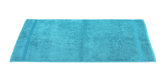 Fototapeta premium One teal terry towel isolated on white