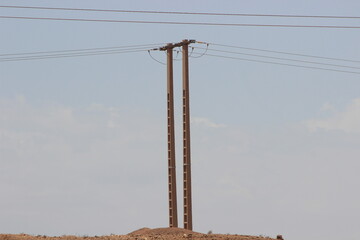 Power Electric Pole with Wires