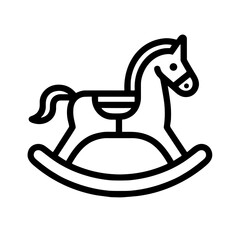 Minimalistic black and white rocking horse illustration in vector style  