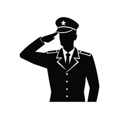 Silhouette design illustration of a soldier saluting in uniform.eps