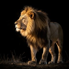 Obraz premium The magnificent lion portrait capturing its powerful gaze and regal presence.