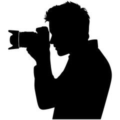 Silhouette of a person holding a camera to eye