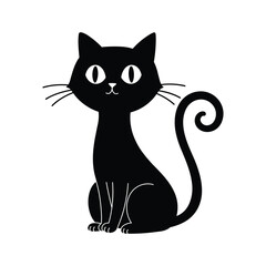 Black cats silhouettes set for halloween and other. Cat shapes isolated on white background. Stock vector