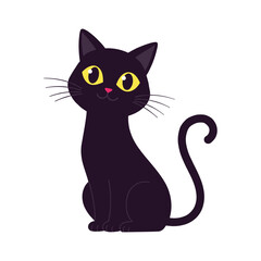 Black cats silhouettes set for halloween and other. Cat shapes isolated on white background. Stock vector