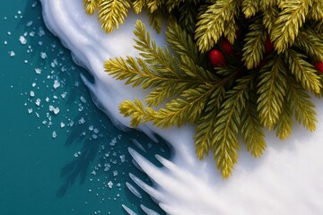Picture of a tree with snow on it and berries on it