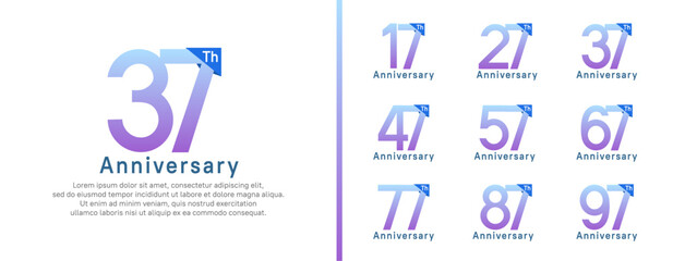 set of anniversary logo style. vector design purple color for celebration