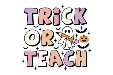 Halloween Teacher Pun Typography Design with Halloween Elements