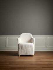 Modern Textured Accent Chair with Rounded Armrests and Wooden Legs