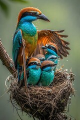Happy Mother Bird with Baby