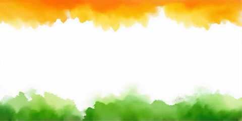 Obraz premium Indian Flag Watercolor Abstract: A vibrant watercolor representation of the Indian flag, with strokes of orange, white.