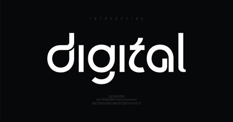 Digital creative modern logo alphabet fonts. Typography minimalist urban sans serif digital fashion future logos fonts. vector illustration
