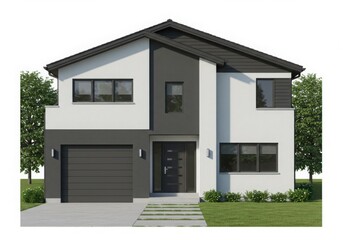 Modern two story house with garage and minimalist design