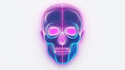 A vibrant neon skull illustration showcasing intricate details and glowing colors, perfect for modern design projects.