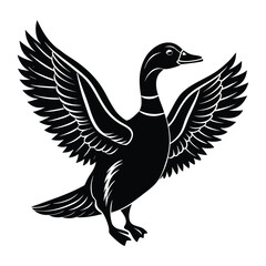 Fototapeta premium Majestic Goose Wings Spread Wide Black Silhouette Illustration