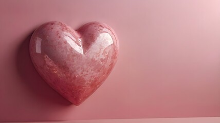 Obraz premium Elegant Glossy Pink Love Illustration with Neon Light on Heart Element on Dark Pink Background