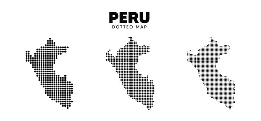 Fototapeta premium Set of Peru dotted map vector on white isolated