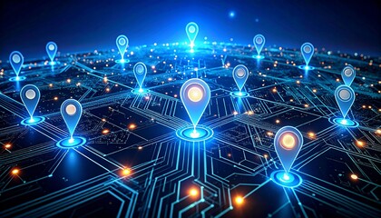 Obraz premium Global Network Connectivity: A Visualization of Digital Location Data