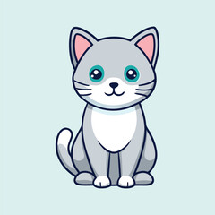 Obraz premium Funny cartoon pet cat sitting pose animal clipart vector