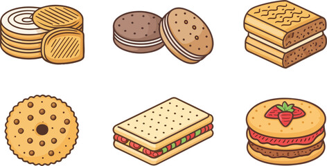 Biscuit vector design in isolated background, Biscuit Logo and icon design, Set of Biscuits vector design
