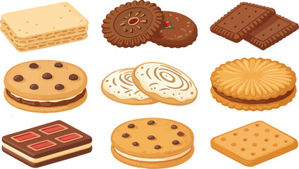 Biscuit Illustration vector design, Biscuit Logo and icon design, Set of Biscuit vector design