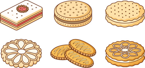 Biscuit Logo design, Biscuit illustration vector design, Set of Biscuit in white background vector design