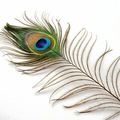 Obraz premium Peacock feather illustration isolated on transparent background 