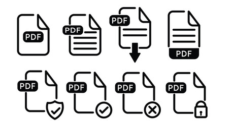 PDF file format icons vector.