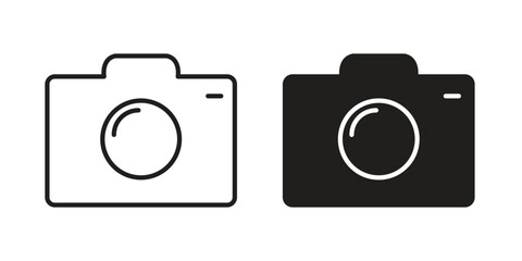 Camera icon solid style. Flat vector illustration.