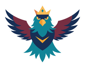 Obraz premium Majestic Crowned Owl Mascot Design Featuring Winged Wildlife Illustration
