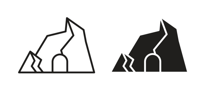 cave icon solid style. Flat vector illustration.