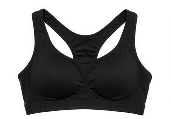 A black sports bra with racerback design on display