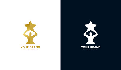 Gym star trophy logo. Gym sta...