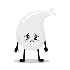 Cute Hand Drawn Sad Gloomy white Blood Drop
