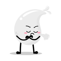 Cute Hand Drawn Annoyed Grumpy white Blood Drop