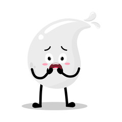 Cute Hand Drawn scared white Blood Drop