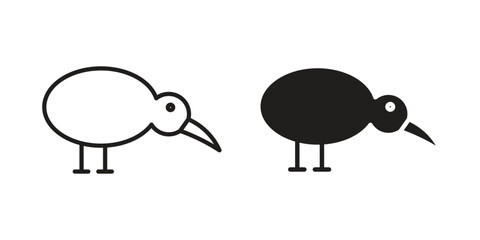 Kiwi bird icon solid style. Flat vector illustration.