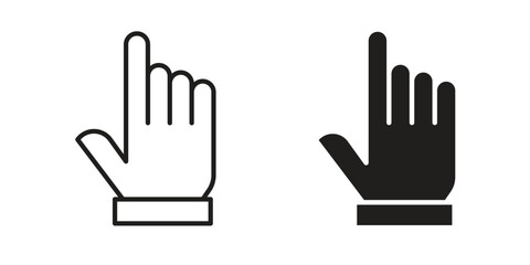 Obraz premium Pointing hand icon solid style. Flat vector illustration.