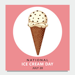 National Ice Cream Day Celebration with Delicious flavoured ice cream. Logo vector illustration.