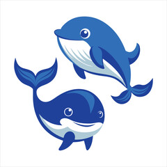 Obraz premium blue whale vector illustration