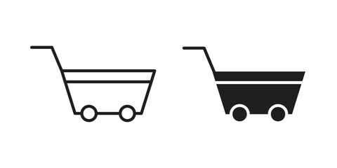 Shopping cart icon solid style. Flat vector illustration.