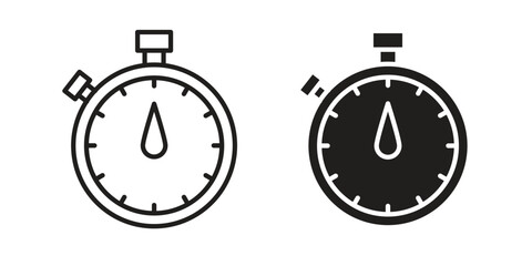 Stopwatch icon solid style. Flat vector illustration.