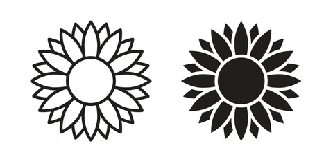 Sunflower icon solid style. Flat vector illustration.