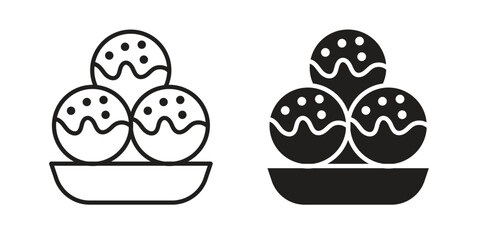 Takoyaki icon solid style. Flat vector illustration.